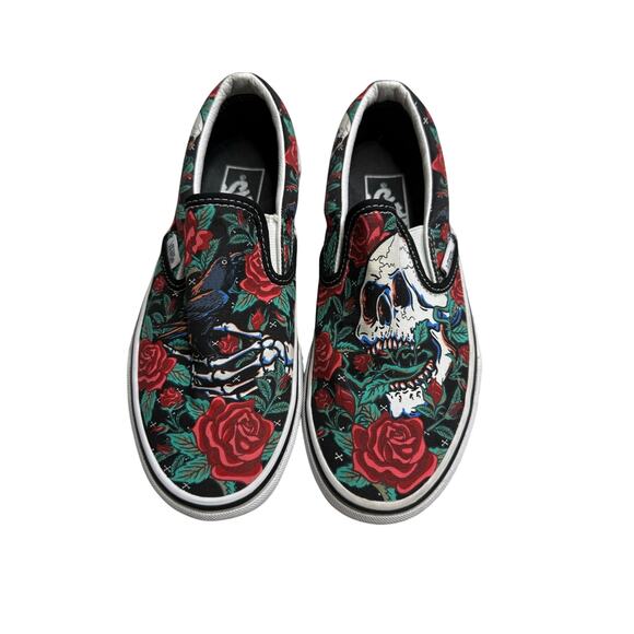 VANS Sneakers Size Women's 5.5/Men's 4 Spooky Skulls Roses	WZ701 - Picture 1 of 9